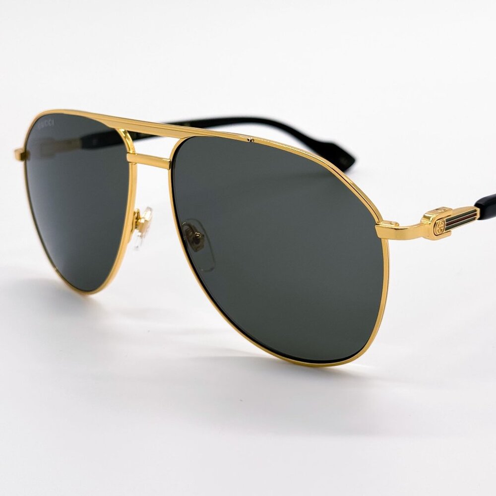 NEW GUCCI SUNGLASSES GG1220S 001 BLACK/GOLD UNISEX EYEWEAR - Picture 8 of 11